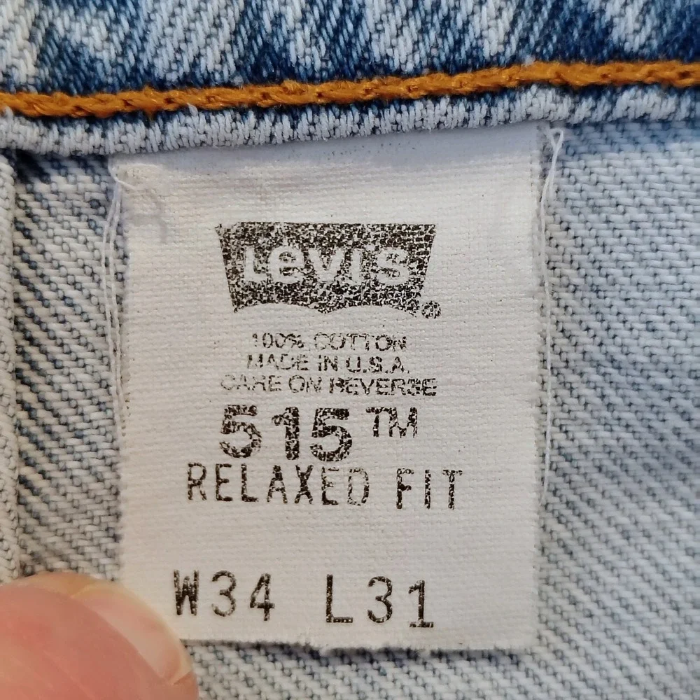 VTG Levis‎ 515 Special Reserve Jeans Light Wash Relaxed Fit USA Made 34x31 '97